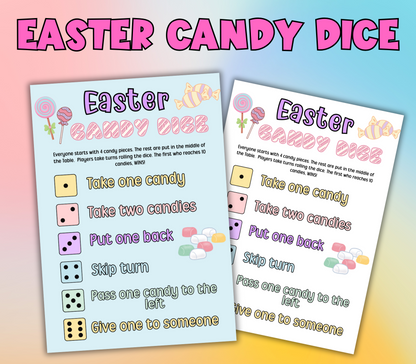 Easter candy Dice game, Easter Activity, Easter Party Game, Classroom Easter activity, Easter Games for Kids, adult candy activity