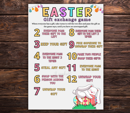 Easter Egg Gift Exchange Dice Game, Roll the Dice Easter Egg Exchange Game, Easter, Easter Party Games, Dice Game, Easter Activities