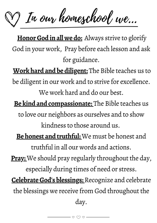 Digital Download in A4 PDF Format of Homeschool Rules, Christian Homeschool Decor, Homeschool Poster, Homeschool Decoration, Playroom Wall Decor, Sunday school poster